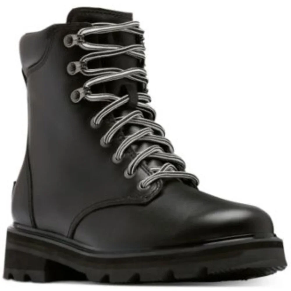 Sorel Lennox Lace-Up Boots Black, Sea Salt 6M - Picture 1 of 1